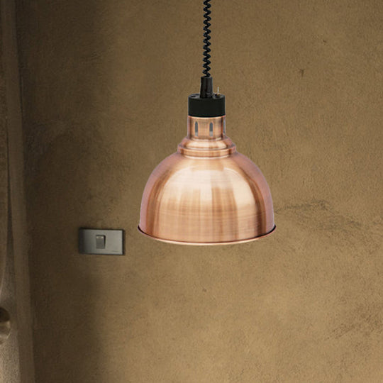 Retro Dome Suspension Light: Stylish Extendable 1-Head Metal Pendant in Bronze/Copper - Indoor Lighting