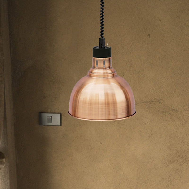 Retro Stylish Dome Suspension Light - Extendable Bronze/Copper Pendant Lighting For Indoor Spaces