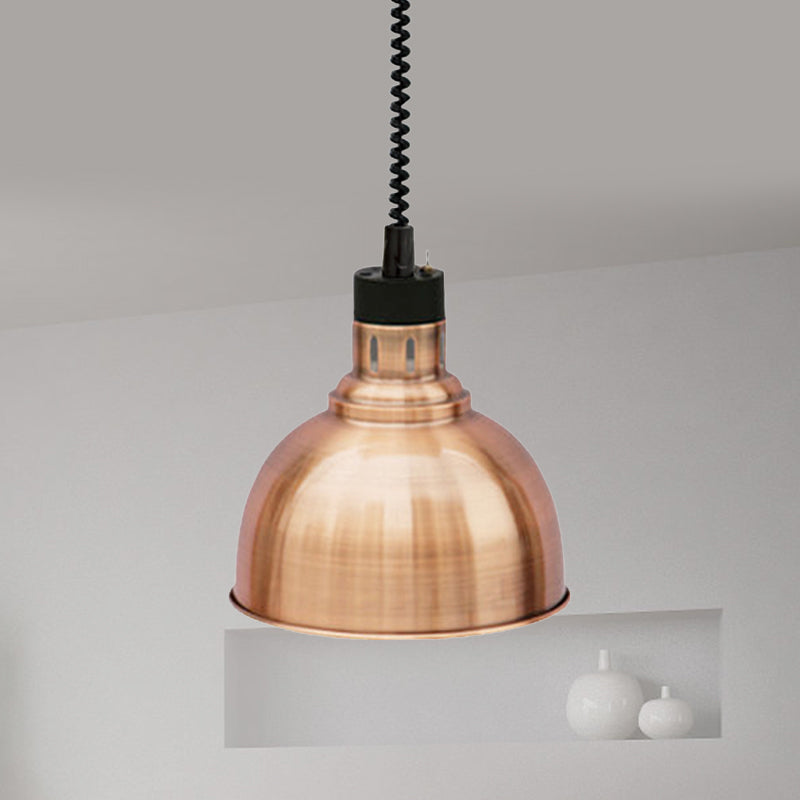 Retro Dome Suspension Light: Stylish Extendable 1-Head Metal Pendant in Bronze/Copper - Indoor Lighting