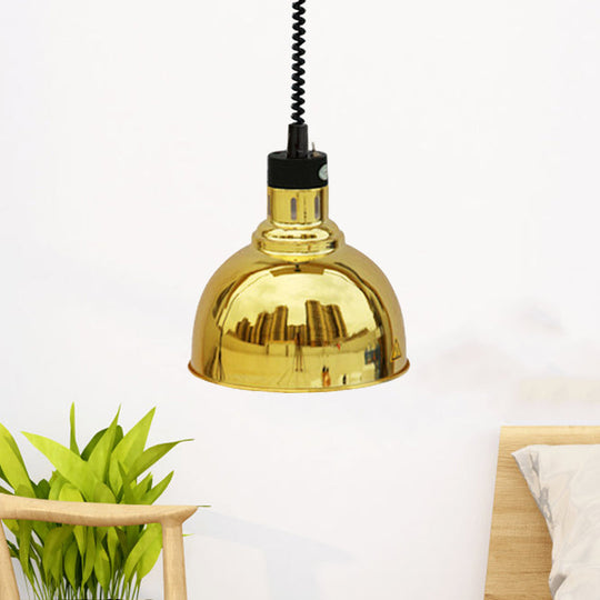 Retro Dome Suspension Light: Stylish Extendable 1-Head Metal Pendant in Bronze/Copper - Indoor Lighting