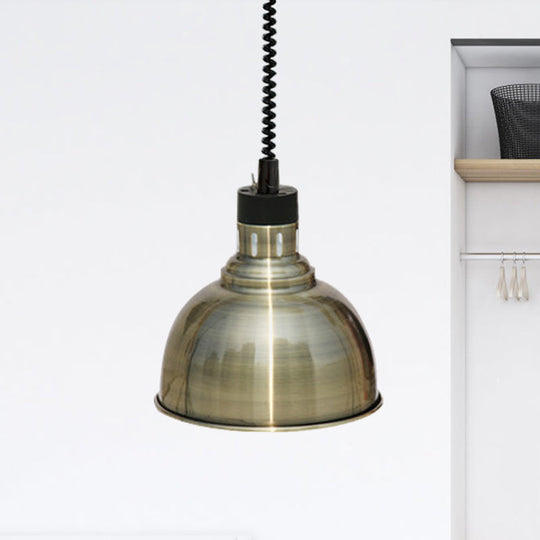 Retro Stylish Dome Suspension Light - Extendable Bronze/Copper Pendant Lighting For Indoor Spaces