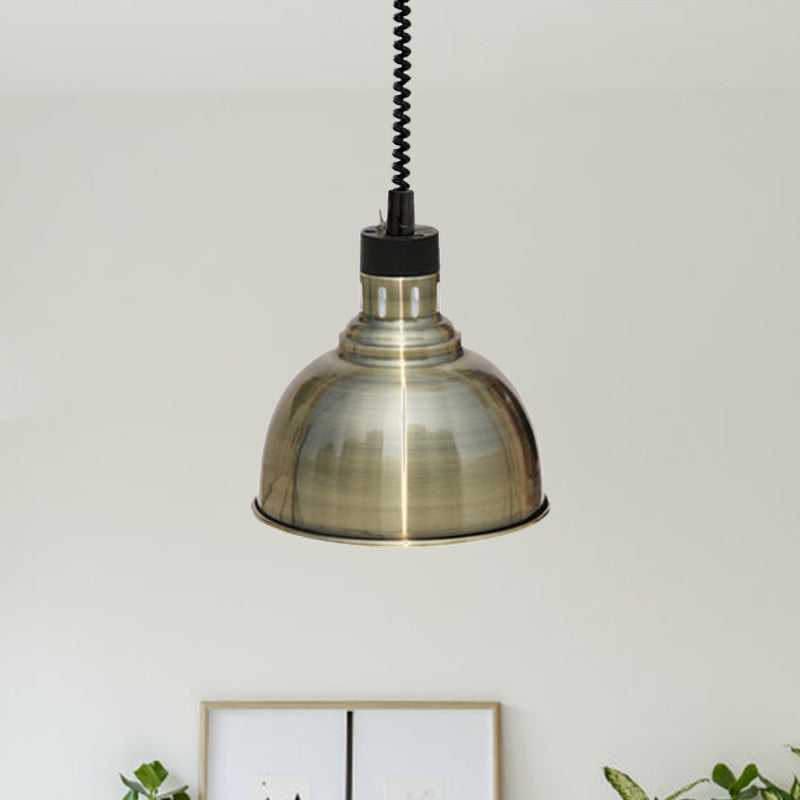 Retro Stylish Dome Suspension Light - Extendable Bronze/Copper Pendant Lighting For Indoor Spaces