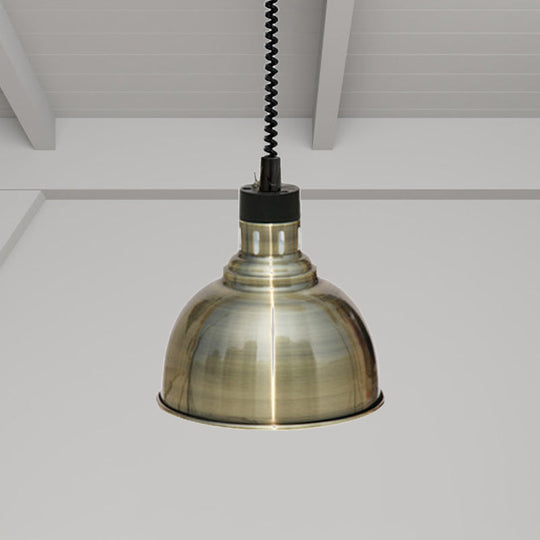 Retro Dome Suspension Light: Stylish Extendable 1-Head Metal Pendant in Bronze/Copper - Indoor Lighting