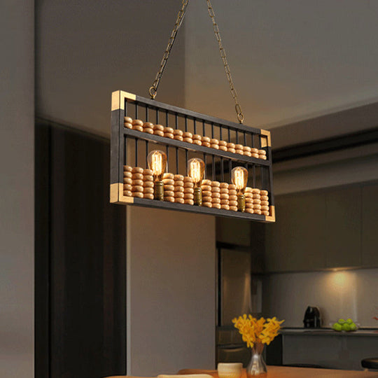 Retro Industrial Metal Abacus Pendant Chandelier - 3-Light Island Lamp For Bar/Restaurant