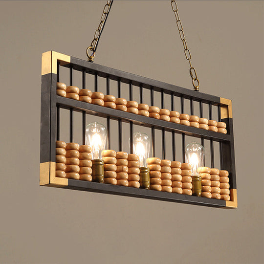 Retro Industrial Metal Abacus Pendant Chandelier - 3-Light Island Lamp For Bar/Restaurant