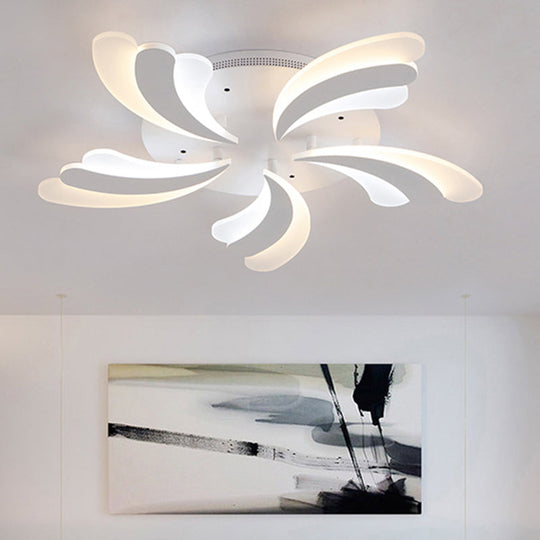 Modern Acrylic Windmill Ceiling Lamp - 3/5/9 Lights - White Flush Mount Light Fixture in Warm/White/Natural Light