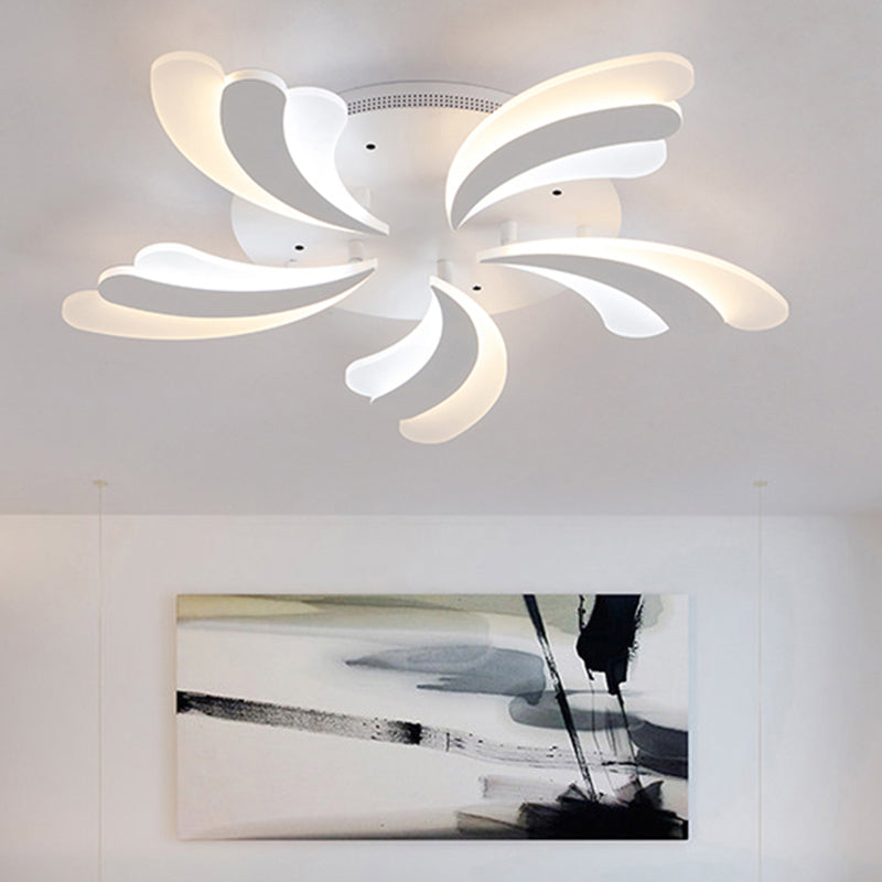 Modern Acrylic Windmill Ceiling Lamp - 3/5/9 Lights White Flush Mount Light Fixture In