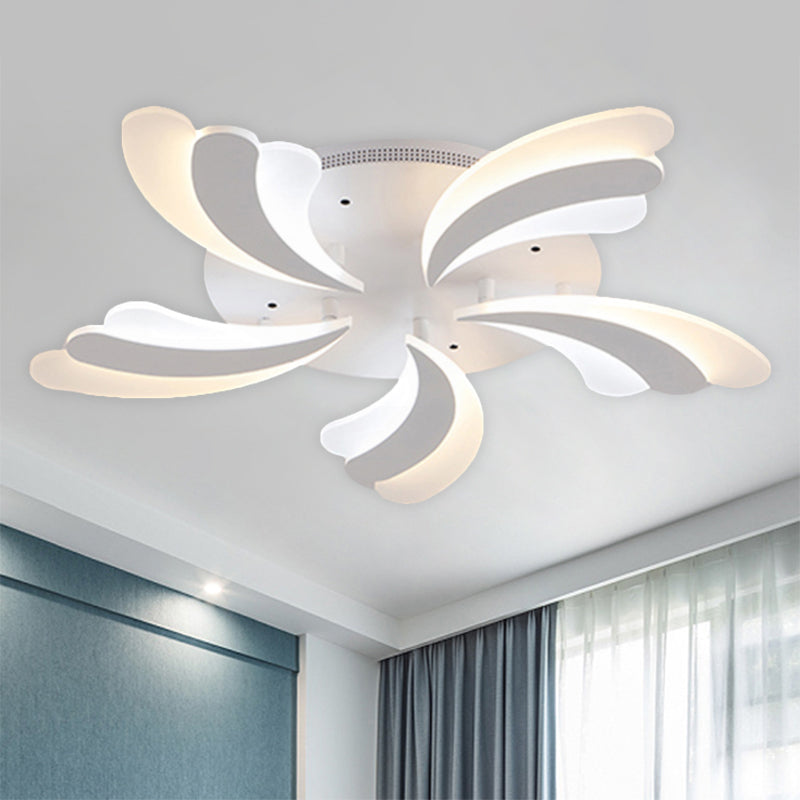 Modern Acrylic Windmill Ceiling Lamp - 3/5/9 Lights - White Flush Mount Light Fixture in Warm/White/Natural Light