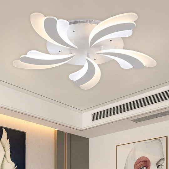 Modern Acrylic Windmill Ceiling Lamp - 3/5/9 Lights - White Flush Mount Light Fixture in Warm/White/Natural Light