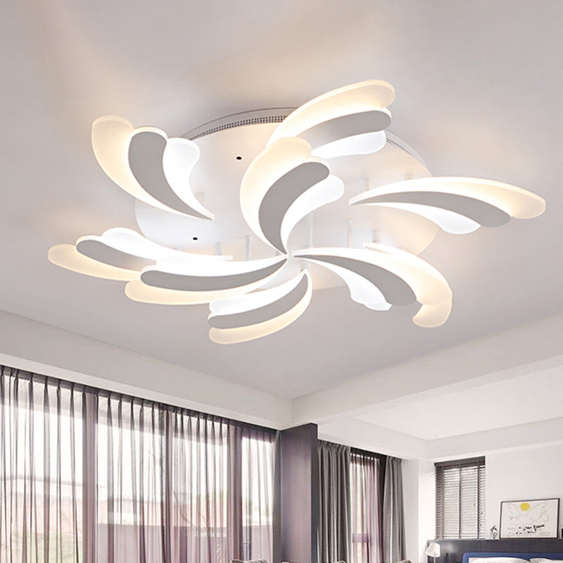 Modern Acrylic Windmill Ceiling Lamp - 3/5/9 Lights - White Flush Mount Light Fixture in Warm/White/Natural Light