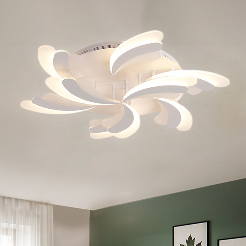 Modern Acrylic Windmill Ceiling Lamp - 3/5/9 Lights White Flush Mount Light Fixture In