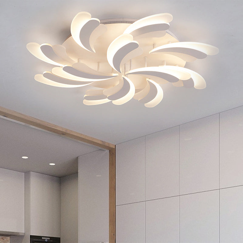 Modern Acrylic Windmill Ceiling Lamp - 3/5/9 Lights - White Flush Mount Light Fixture in Warm/White/Natural Light