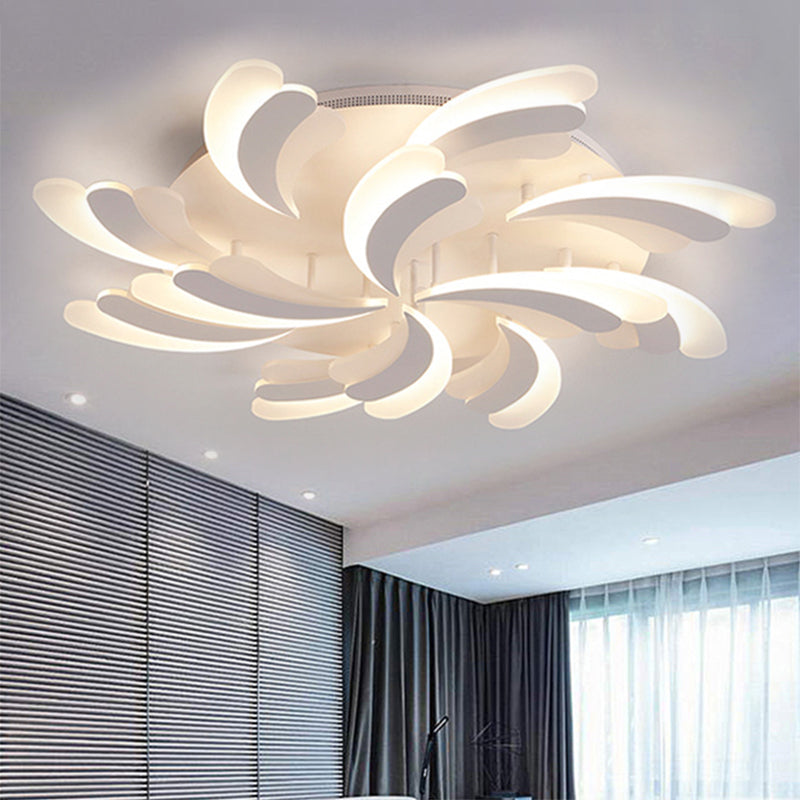 Modern Acrylic Windmill Ceiling Lamp - 3/5/9 Lights - White Flush Mount Light Fixture in Warm/White/Natural Light