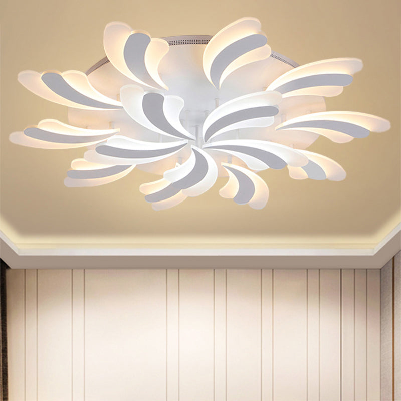 Modern Acrylic Windmill Ceiling Lamp - 3/5/9 Lights - White Flush Mount Light Fixture in Warm/White/Natural Light