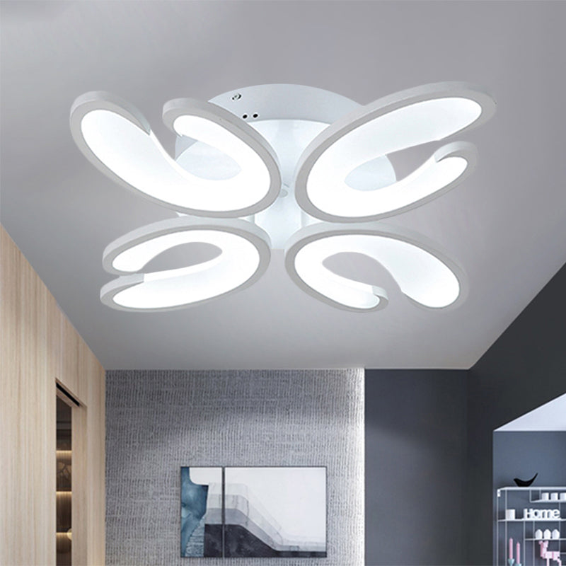 Modern 4/6/9-Head U-Shaped Acrylic Shade Flush Mount Ceiling Light In White Warm/White/Natural