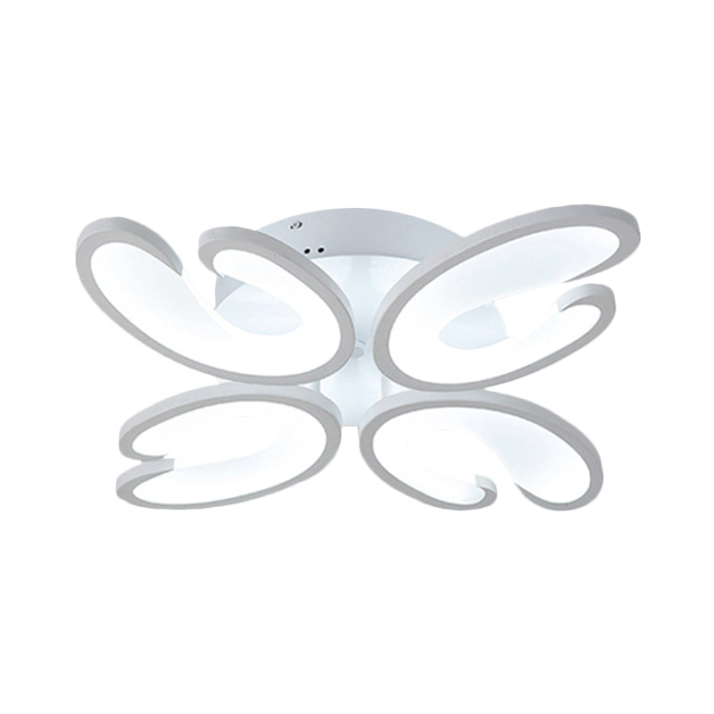 Modern 4/6/9-Head U-Shaped Acrylic Shade Flush Mount Ceiling Light in White – Warm/White/Natural Light