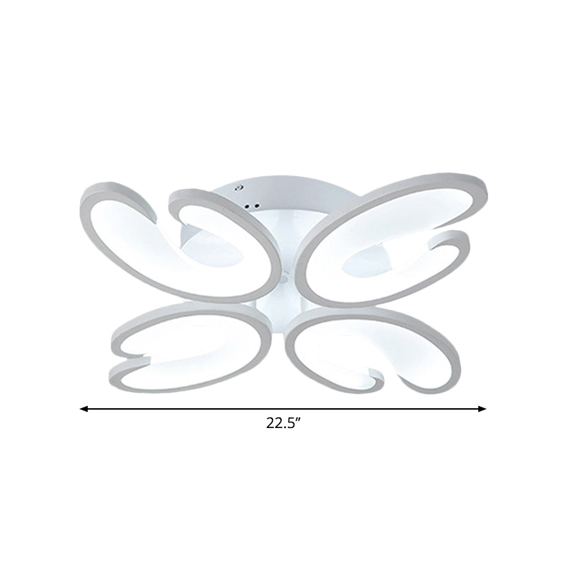 Modern 4/6/9-Head U-Shaped Acrylic Shade Flush Mount Ceiling Light in White – Warm/White/Natural Light