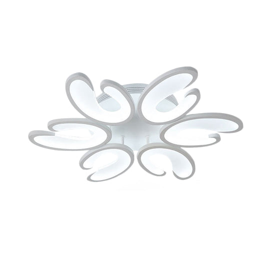 Modern 4/6/9-Head U-Shaped Acrylic Shade Flush Mount Ceiling Light in White – Warm/White/Natural Light