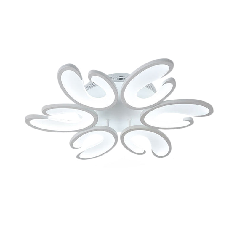 Modern 4/6/9-Head U-Shaped Acrylic Shade Flush Mount Ceiling Light In White Warm/White/Natural