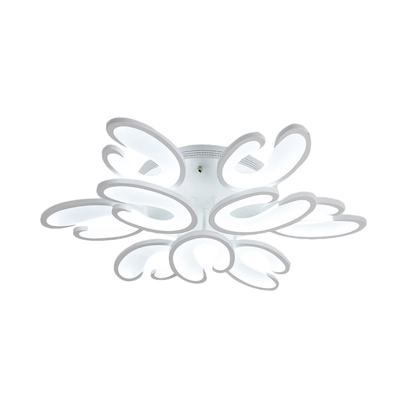 Modern 4/6/9-Head U-Shaped Acrylic Shade Flush Mount Ceiling Light in White – Warm/White/Natural Light