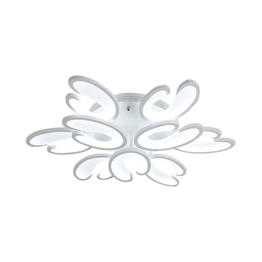 Modern 4/6/9-Head U-Shaped Acrylic Shade Flush Mount Ceiling Light In White Warm/White/Natural