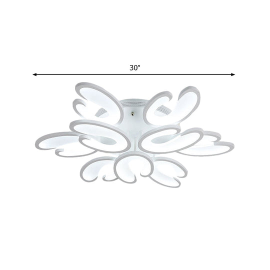 Modern 4/6/9-Head U-Shaped Acrylic Shade Flush Mount Ceiling Light in White – Warm/White/Natural Light