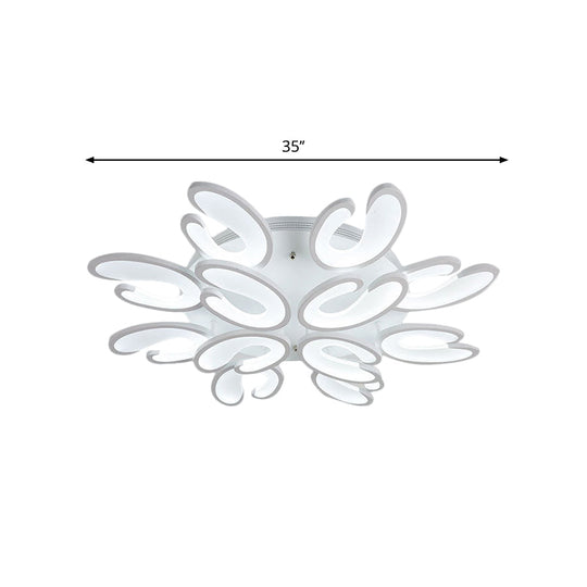 Modern 4/6/9-Head U-Shaped Acrylic Shade Flush Mount Ceiling Light in White – Warm/White/Natural Light