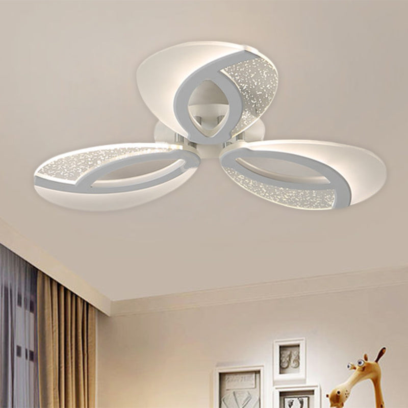 Contemporary Flush Mount Fan Ceiling Light With Adjustable Acrylic Shade In Multiple Tones 3 / White