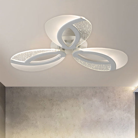 Contemporary Flush Mount Fan Ceiling Light with Adjustable Acrylic Shade in Multiple Light Tones