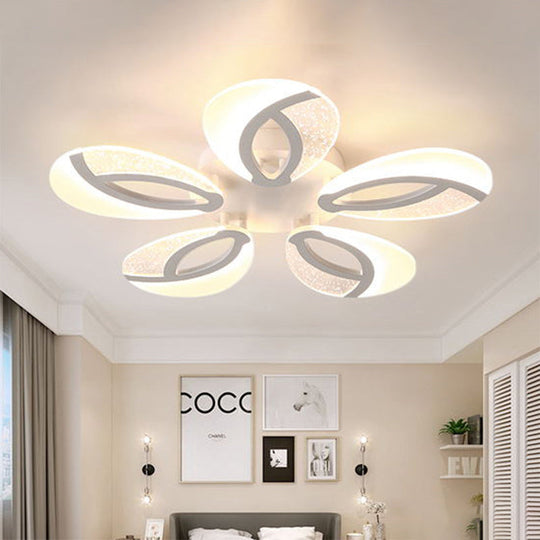 Contemporary Flush Mount Fan Ceiling Light with Adjustable Acrylic Shade in Multiple Light Tones