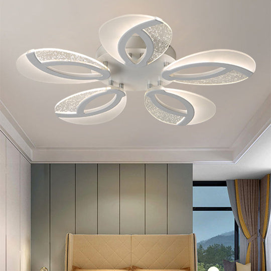 Contemporary Flush Mount Fan Ceiling Light with Adjustable Acrylic Shade in Multiple Light Tones