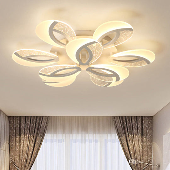 Contemporary Flush Mount Fan Ceiling Light with Adjustable Acrylic Shade in Multiple Light Tones