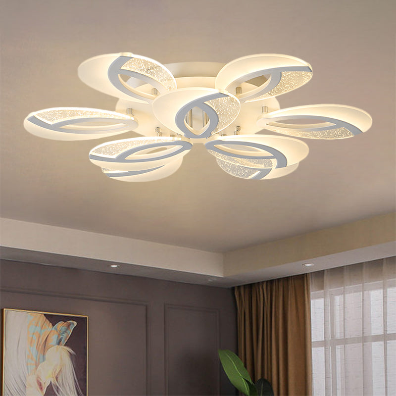 Contemporary Flush Mount Fan Ceiling Light with Adjustable Acrylic Shade in Multiple Light Tones