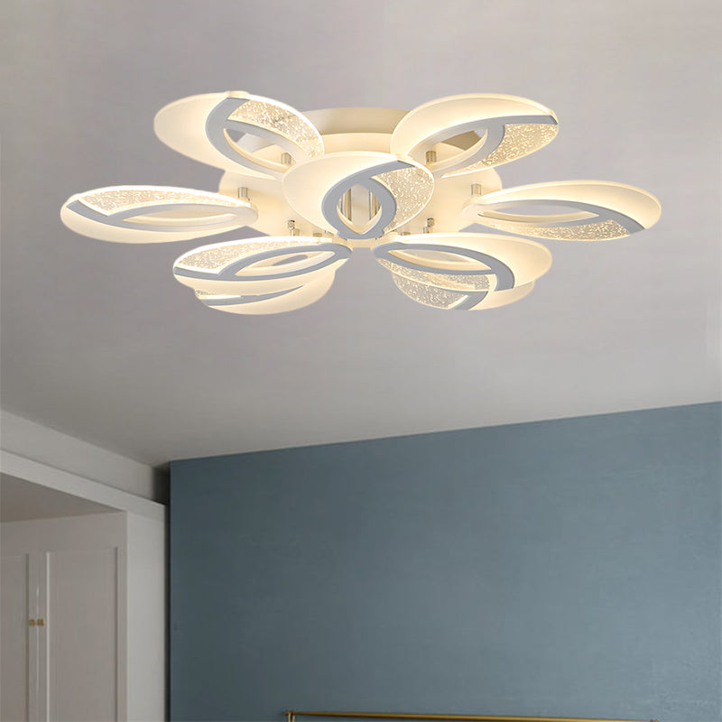 Contemporary Flush Mount Fan Ceiling Light with Adjustable Acrylic Shade in Multiple Light Tones