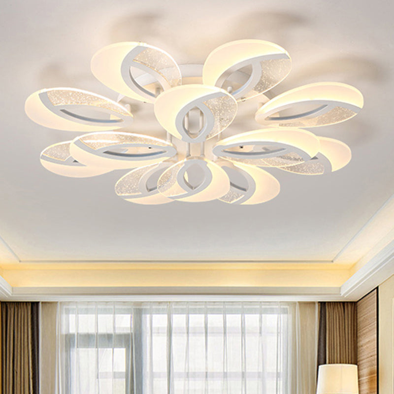 Contemporary Flush Mount Fan Ceiling Light with Adjustable Acrylic Shade in Multiple Light Tones