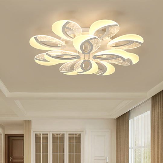 Contemporary Flush Mount Fan Ceiling Light with Adjustable Acrylic Shade in Multiple Light Tones