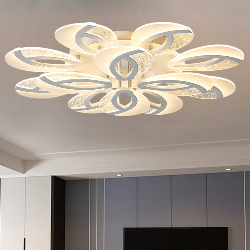 Contemporary Flush Mount Fan Ceiling Light with Adjustable Acrylic Shade in Multiple Light Tones