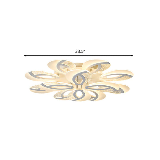 Contemporary Flush Mount Fan Ceiling Light with Adjustable Acrylic Shade in Multiple Light Tones