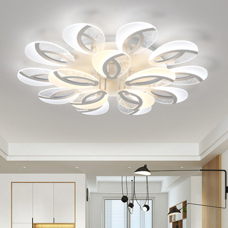 Contemporary Flush Mount Fan Ceiling Light with Adjustable Acrylic Shade in Multiple Light Tones