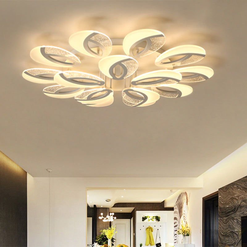 Contemporary Flush Mount Fan Ceiling Light with Adjustable Acrylic Shade in Multiple Light Tones