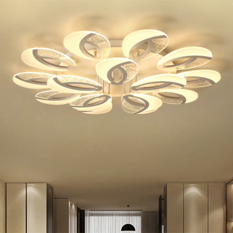 Contemporary Flush Mount Fan Ceiling Light with Adjustable Acrylic Shade in Multiple Light Tones