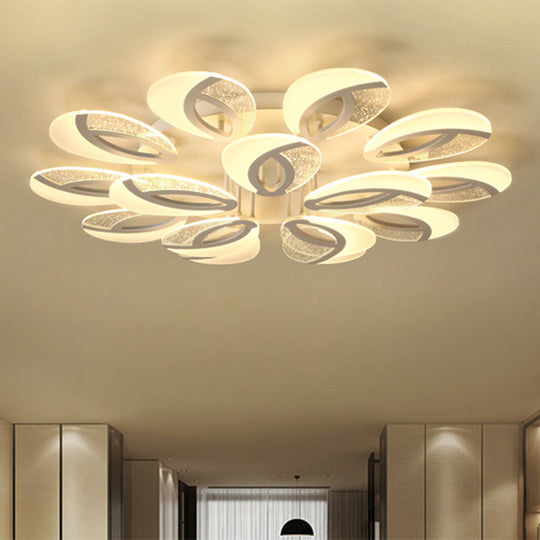 Contemporary Flush Mount Fan Ceiling Light With Adjustable Acrylic Shade In Multiple Tones