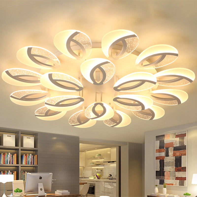 Contemporary Flush Mount Fan Ceiling Light with Adjustable Acrylic Shade in Multiple Light Tones