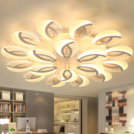 Contemporary Flush Mount Fan Ceiling Light with Adjustable Acrylic Shade in Multiple Light Tones