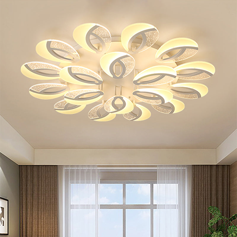 Contemporary Flush Mount Fan Ceiling Light with Adjustable Acrylic Shade in Multiple Light Tones