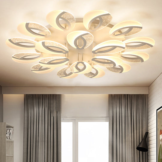 Contemporary Flush Mount Fan Ceiling Light with Adjustable Acrylic Shade in Multiple Light Tones