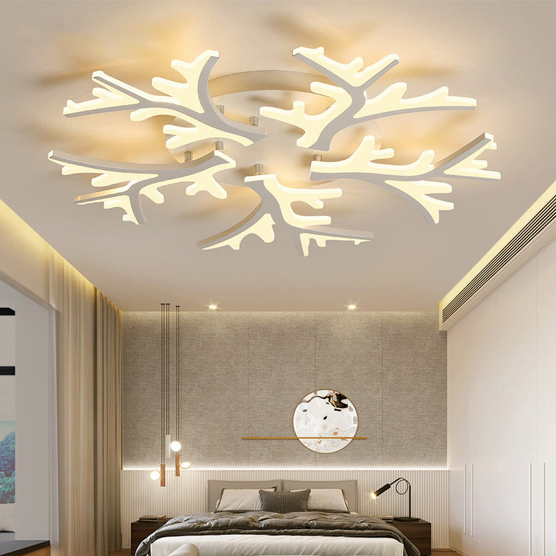 Contemporary Branch Acrylic Flush Light - White Ceiling Mount Fixture With Warm/White/Natural 3/5/9