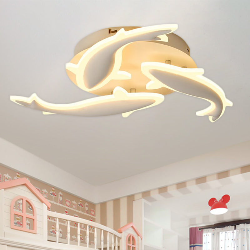 Modern LED Acrylic Fishes Flush Mount Light: Ceiling Fixture with 3/5/9 Lights in Warm/White/Natural Light Options