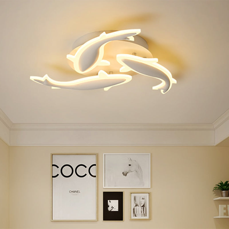 Modern LED Acrylic Fishes Flush Mount Light: Ceiling Fixture with 3/5/9 Lights in Warm/White/Natural Light Options