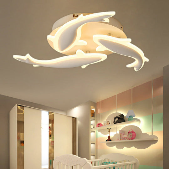 Modern LED Acrylic Fishes Flush Mount Light: Ceiling Fixture with 3/5/9 Lights in Warm/White/Natural Light Options